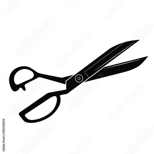 Scissor for sewing silhouette flat illustration vector isolated on white background. Scissor black and white icon for sewing concept. Tool for tailors.