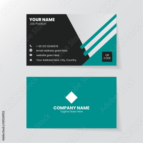A Business Card with a Black and Teal Background, Luxury, Creative, Clean & Bold