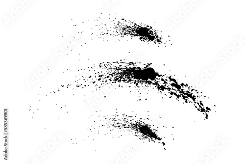 Set of curved splash ink stains. Spray half rounds. Splattered curve lines. Vector illustration