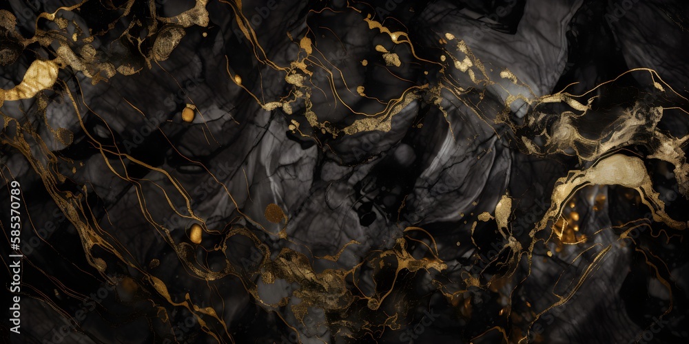 Black And Gold Marble Patterned Texture Background | Generative AI Artwork 