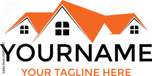 Roof Home Logo vector. creative real estate property logo template, building group, property developer. Real estate logo template. Vector Illustration stock illustration