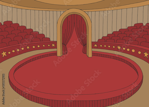 Circus interior graphic color interior sketch illustration vector