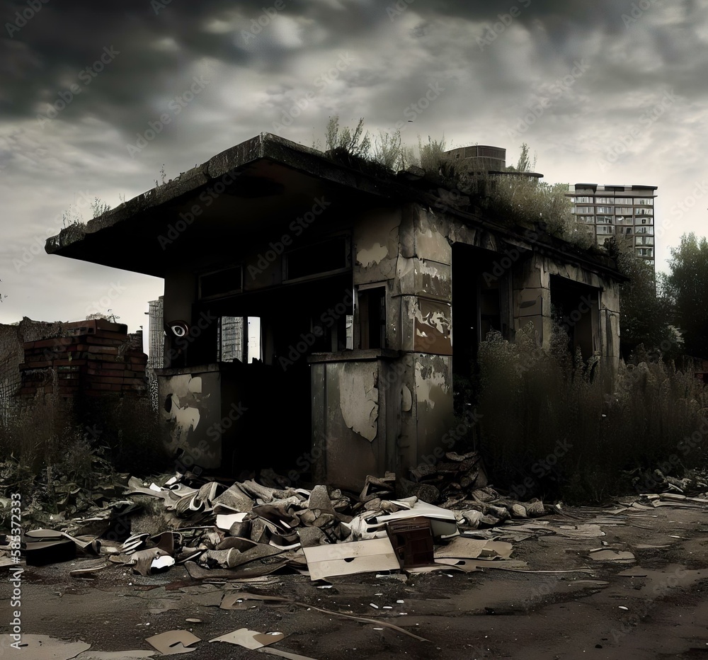 Abandoned Checkpoint in Urban Warfare (AI Generated) Abandoned Checkpoint in Urban Warfare (AI Generated)