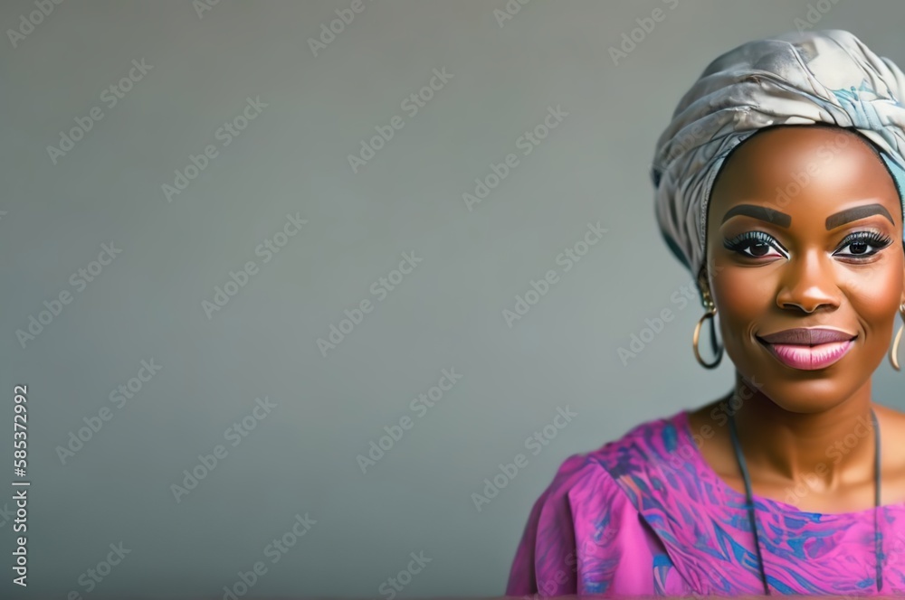 Portrait of beautiful African american woman. Close up. Copy space text. Isolated. Ai generative Portrait of beautiful African american woman. Close up. Copy space text. Isolated. Ai generative