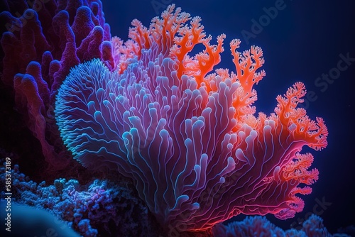 Secrets Below The Surface: majestic Majestical Marvels Of The Marine –Neon Coral Generative AI © pngking