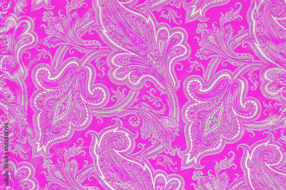 Pink magenta fabulous mystical background with bizarre leaves and flowers