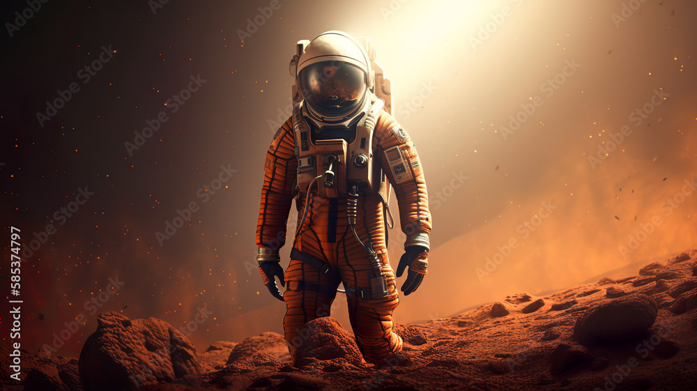 An astronaut in the Martian storm, Generative AI