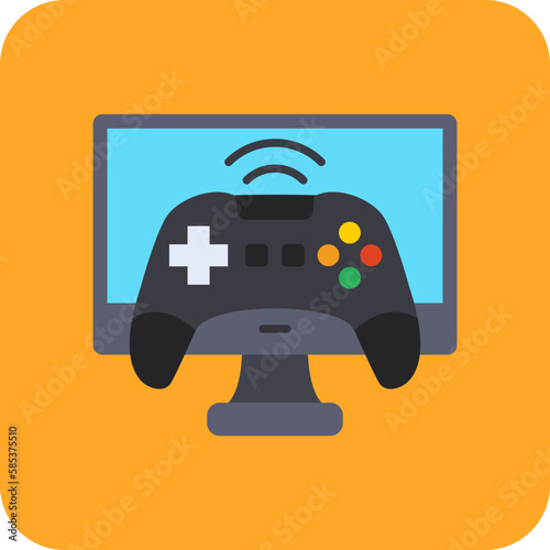 Video Game Multicolor Round Corner Flat Icon