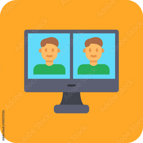 Video Call Multicolor Round Corner Flat Icon