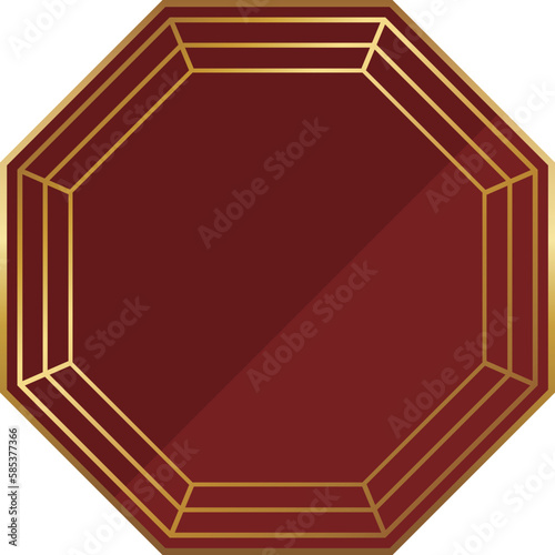 高級感のある八角形の中華風フレーム　レッド＆ゴールド