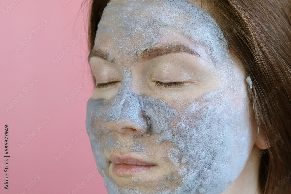custom made wallpaper toronto digitalWoman applying bubble cleansing mask