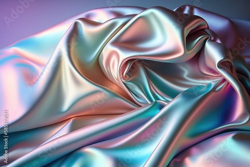 Silk Shiny Fabric Texture in Pastel Iridescent Holographic Colors: High-Resolution JPG Image for Digital and Print Projects