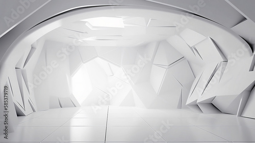 abstract 3d background, futuristic white room, soft light, generated ai © George