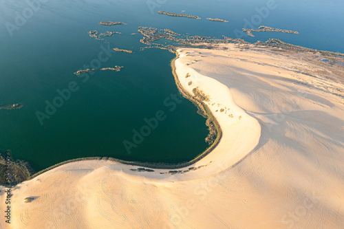 Aerial view of Asfar Lake near Al Hofuf town