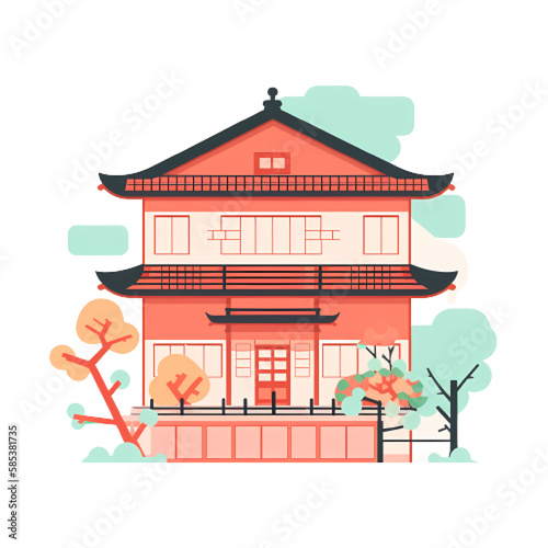 illustration of a Japanese old building