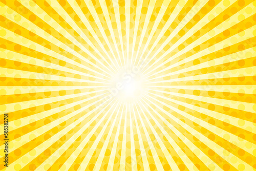 Yellow polka dots background with shiny rays.