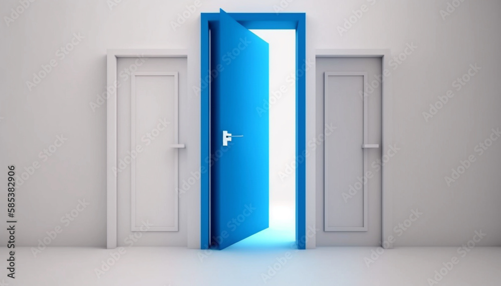 Creative concept of accessibility choice exit Open blue.Generative AI. Creative concept of accessibility choice exit Open blue.Generative AI.