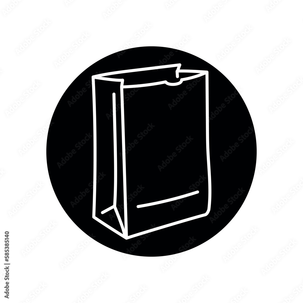 Paper bag for shopping black line icon. Paper bag for shopping black line icon.
