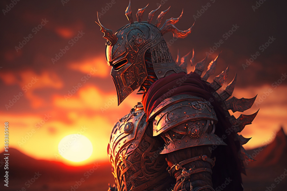 Fantasy Concept Art A Medieval Knight Warrior Stands In Full Armor fantasy-concept-art-a-medieval-knight-warrior-stands-in-full-armor