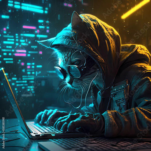 An Abstract Cat Hacker Cyberpunk Journey into Generative AI 