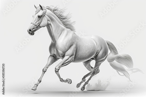 Running Of White Horse On Transparent Background, Generative Ai