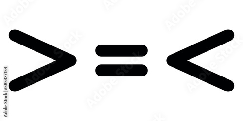 Less than greater than and equal symbol in mathematics. inequality symbols.