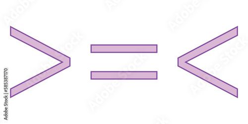 Less than greater than and equal symbol in mathematics. inequality symbols.