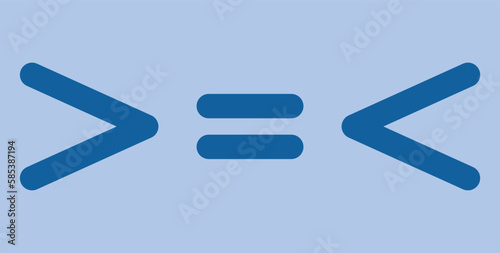 Less than greater than and equal symbol in mathematics. inequality symbols.