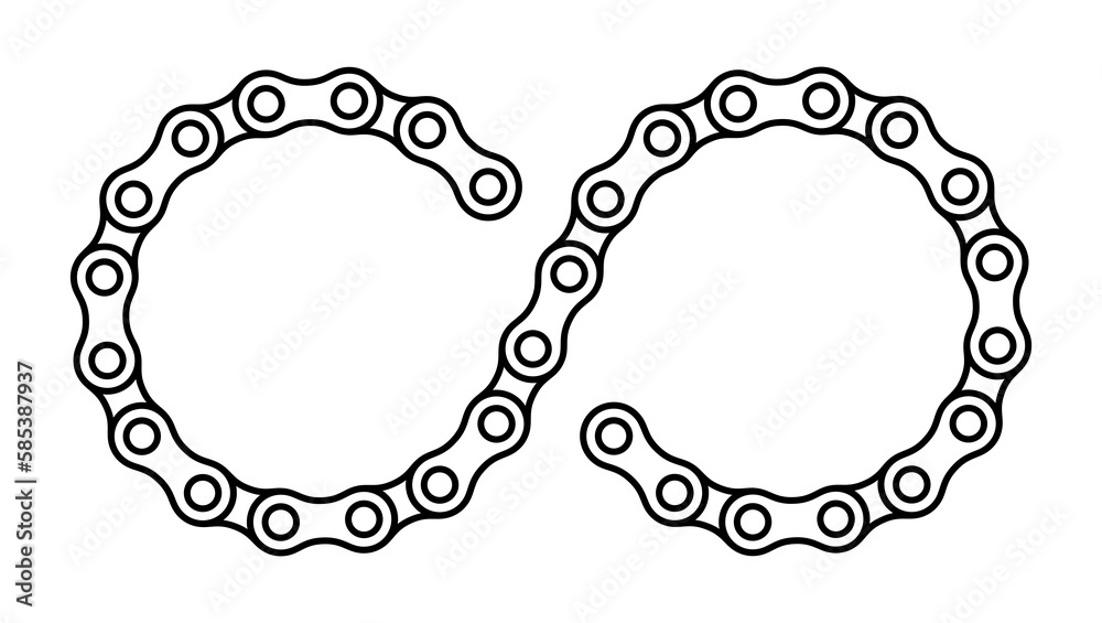 Roller chain links icon. Motorcycle or bicycle chain. Symbol of mechanisms or machines. Roller chain links icon. Motorcycle or bicycle chain. Symbol of mechanisms or machines.