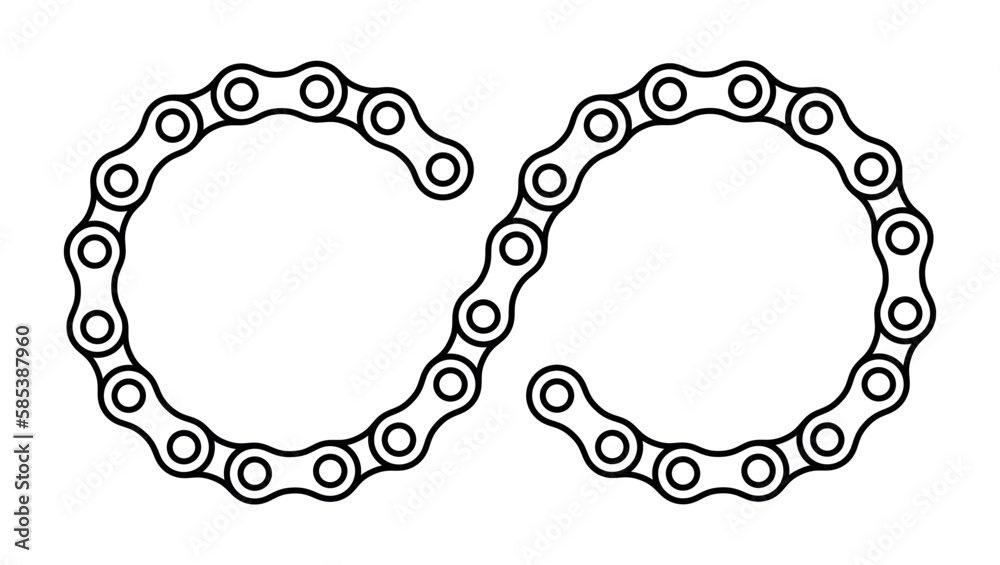 Roller chain links icon. Motorcycle or bicycle chain. Symbol of mechanisms or machines. Roller chain links icon. Motorcycle or bicycle chain. Symbol of mechanisms or machines.
