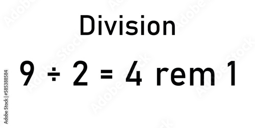 Division words in math. Parts of division. Dividend, divisor and quotient. Mathematics basic.