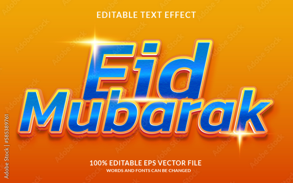 Obraz premium Eid Mubarak Editable Text Effect