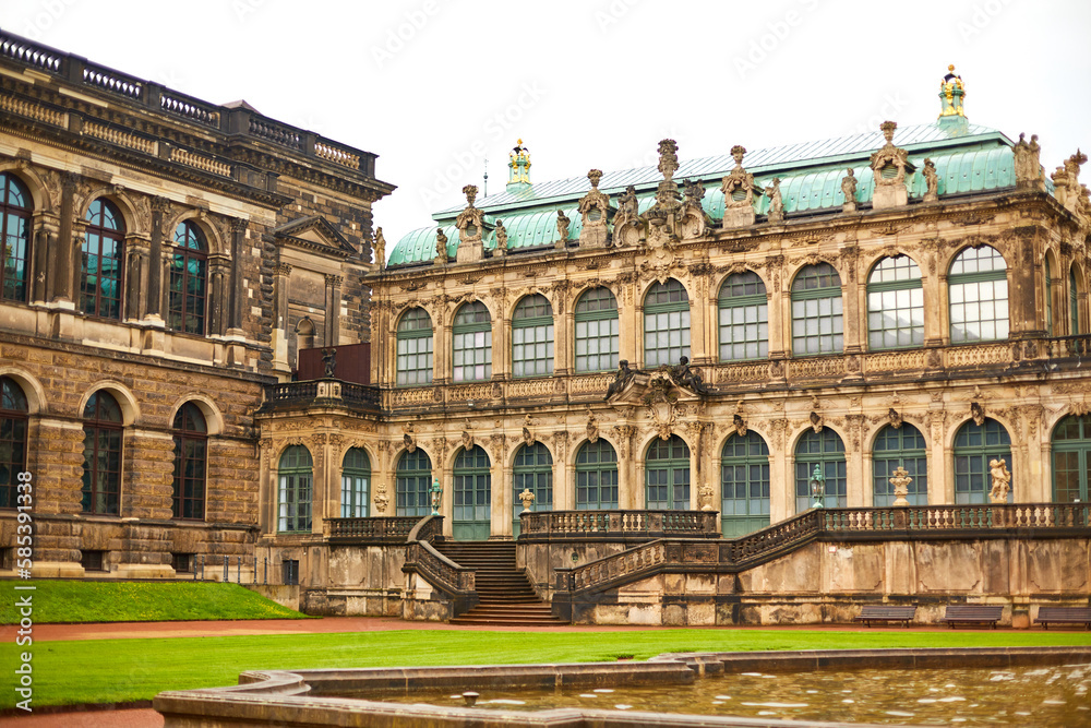 Saxon architecture in Dresden. Saxon Palace Zwinger. A popular tourist spot