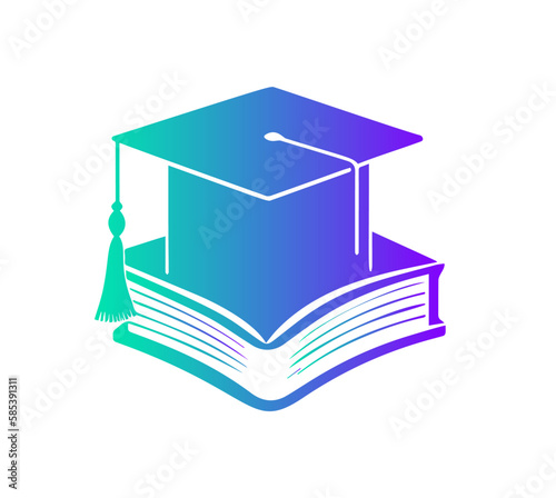 Knowledge and Teaching icon. Book and Graduation Cap icon