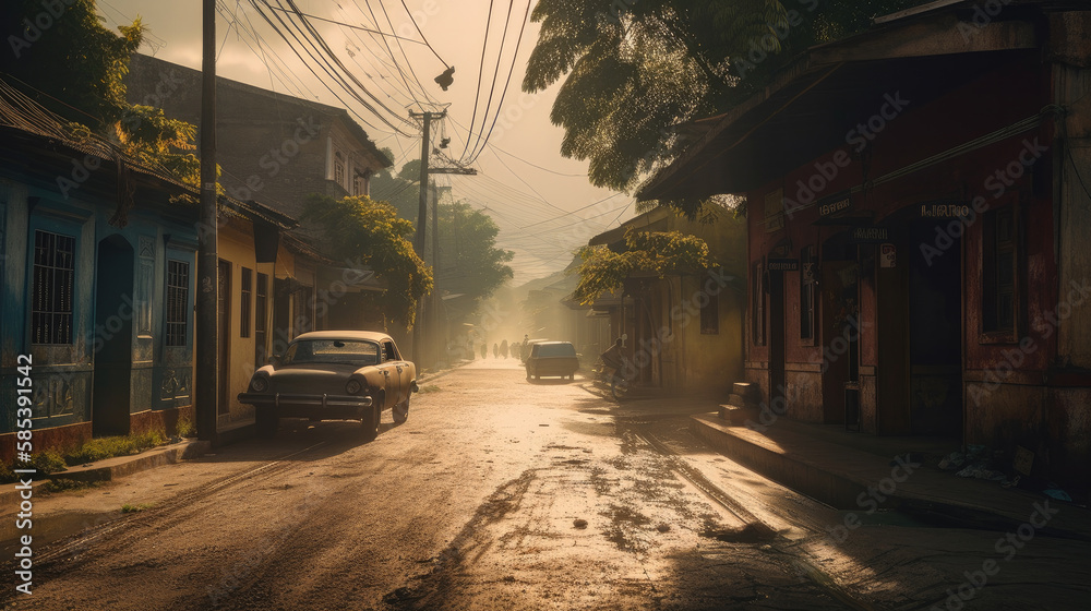 street at cuba created with Generative AI technology