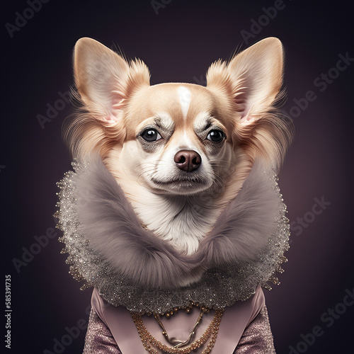 chihuahua portrait in historical clothing, generative ai
