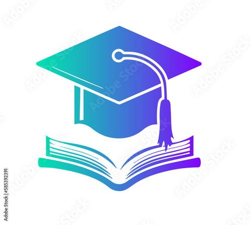 Knowledge and Teaching icon. Book and Graduation Cap icon