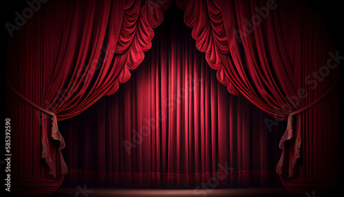 Red stage curtain, created with generative AI