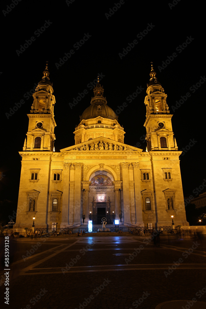 St. Stephen's Basilica by night, Budapest, Hungary
