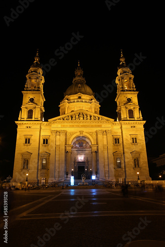 St. Stephen's Basilica by night, Budapest, Hungary