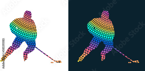 Colorful Hockey Player Silhouettes. Isolated vector colored images. Abstract vector image of sportsmen.