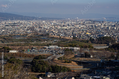 富士川サービスエリアと富士市の街並み