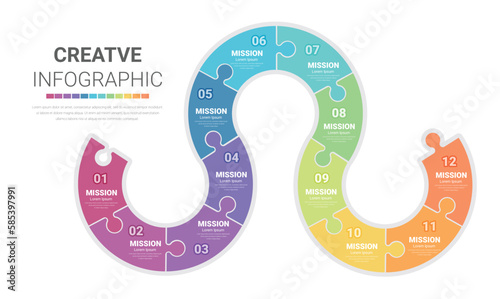 12 months or 1 year timeline infographic, timeline infographics for annual report and presentation,Timeline infographics design vector