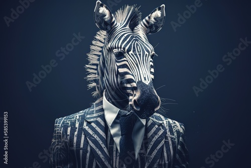 Generative AI of zebra in suit  Generative AI