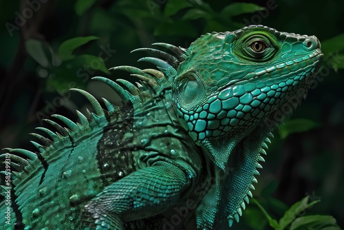 Green Plumed Basilisk Lizard  Generative AI