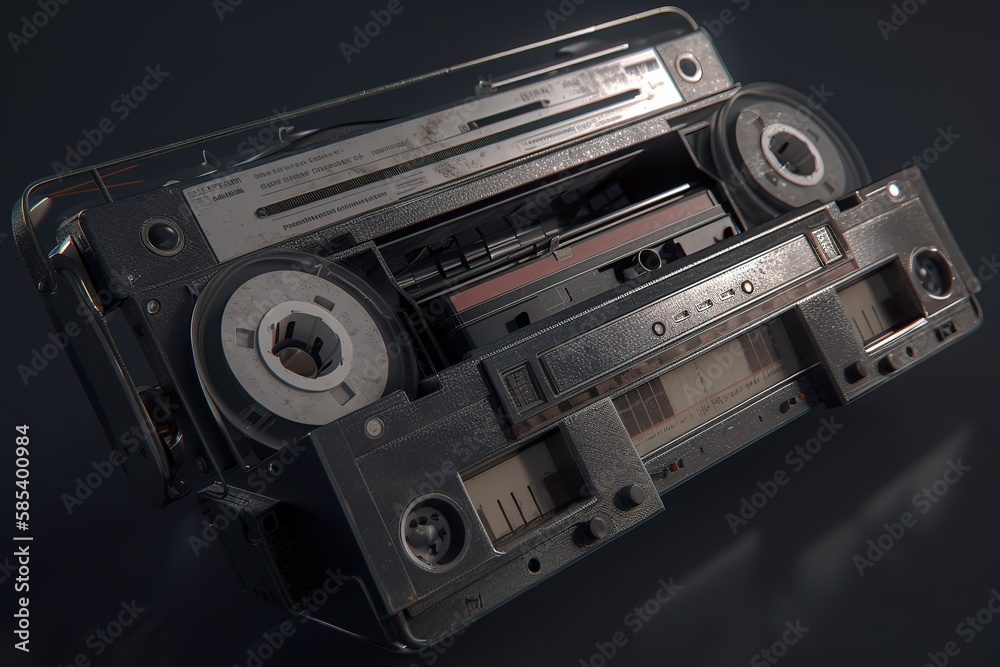Obraz premium An old styled cassette, Generative AI