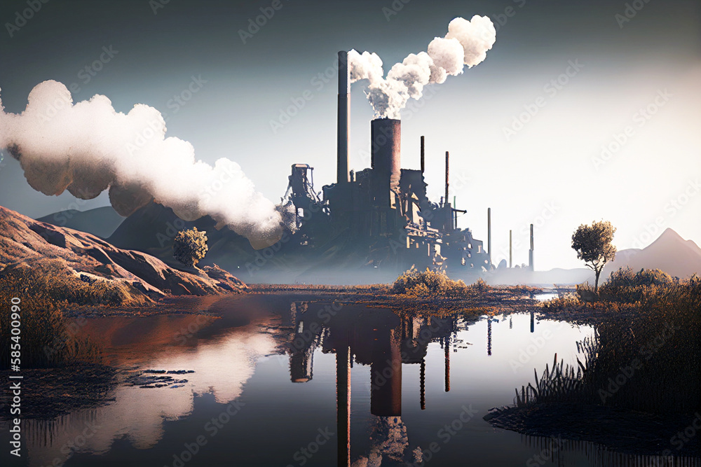 Factory pollution. Environmental protection. Landscape.