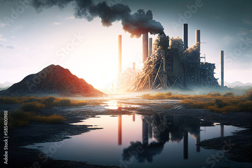 Factory pollution. Environmental protection. Landscape.