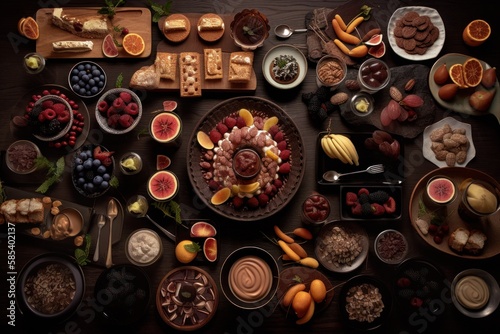 Knolling Gourmet Food - Generative AI Illustration of Food Cuisine Collection