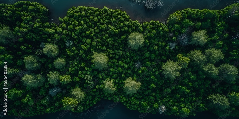 Aerial drone photo from drone. green forest and river nature environment landscape wood. Rainforest travel foliage view from above Aerial drone photo from drone. green forest and river nature environment landscape wood. Rainforest travel foliage view from above